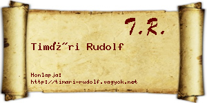 Timári Rudolf névjegykártya